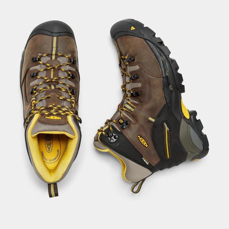 Botas De Trabajo Keen Pittsburgh 6" Steel Toe Para Hombre Marrom/Amarillos - Botas Keen Mexico (7692